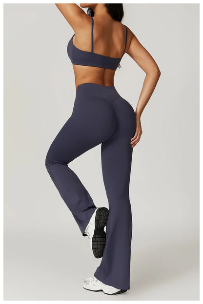 Women’s 2PCS Sportswear Yoga Set – Short Sleeve Crop Top & High Waist Leggings for Gym & Fitness