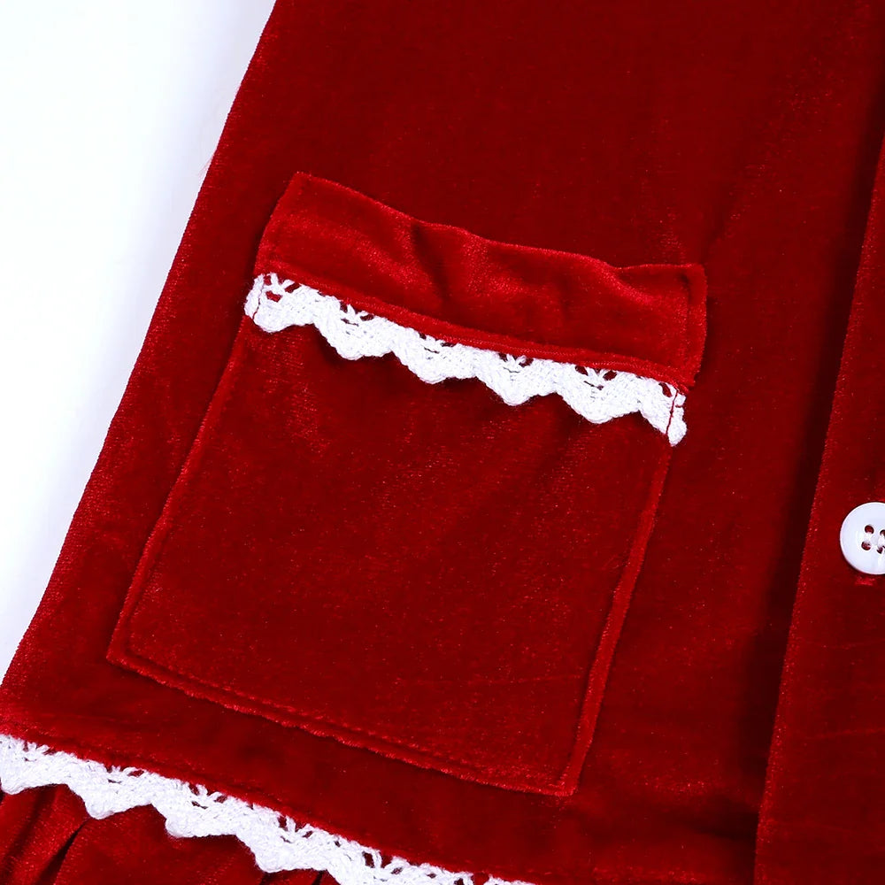 2025 Kids Christmas Pajama Set – Velvet Loungewear Long Sleeve Sleepwear for Boys & Girls