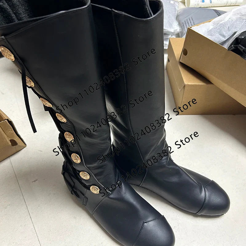 Medieval Steampunk PU Leather Boots – Retro Viking Pirate & Knight Cosplay Shoes for Men & Women, Carnival Party