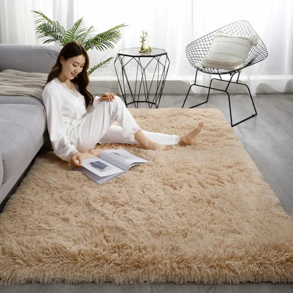 VIKAMA Tie-Dye Plush Carpet – Soft Fluffy Non-Slip Rug for Living Room, Kids’ Room & Baby Crawling Mat