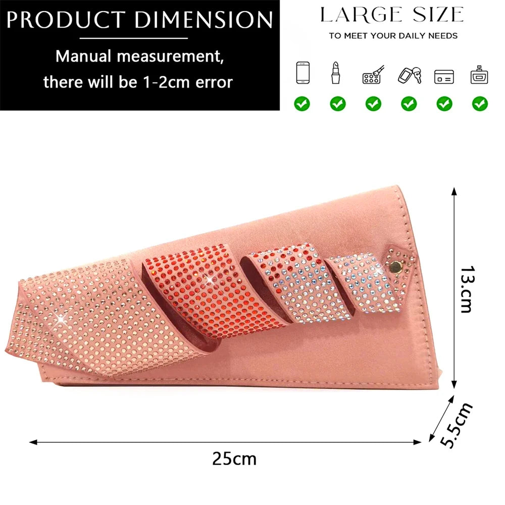 Venus Chan Women’s Rhinestone High Heels & Bag Set - Elegant Peach INS Style African Fashion Design