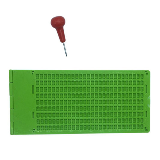 Plastic Braille Writing Slate - Portable Braille Learning Board with Stylus for Kids, Preschool & Beginners