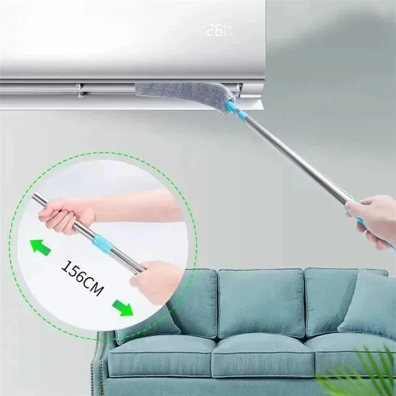 Telescopic Long Handle Broom — Microfiber Dust Brush for Home Blinds, Easy-to-Use Household Cleaning Tool