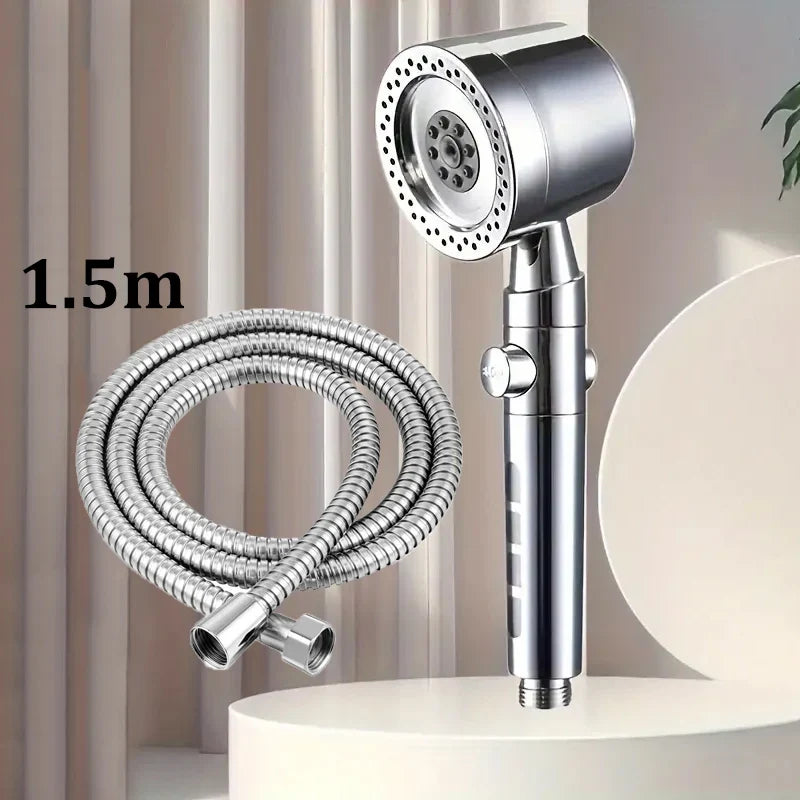 High Pressure Water Saving Shower Head - 5 Mode Handheld Bathroom Filter Spray with One Button Stop Function