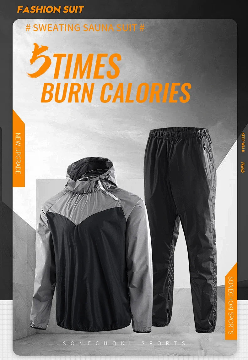 Unisex Sauna Suit Gym Set – Full Body Sweating Sportswear for Men & Women, Boxing, Running, Fitness & Weight Loss Tracksuit