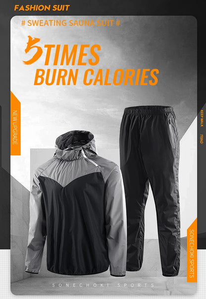 Unisex Sauna Suit Gym Set – Full Body Sweating Sportswear for Men & Women, Boxing, Running, Fitness & Weight Loss Tracksuit