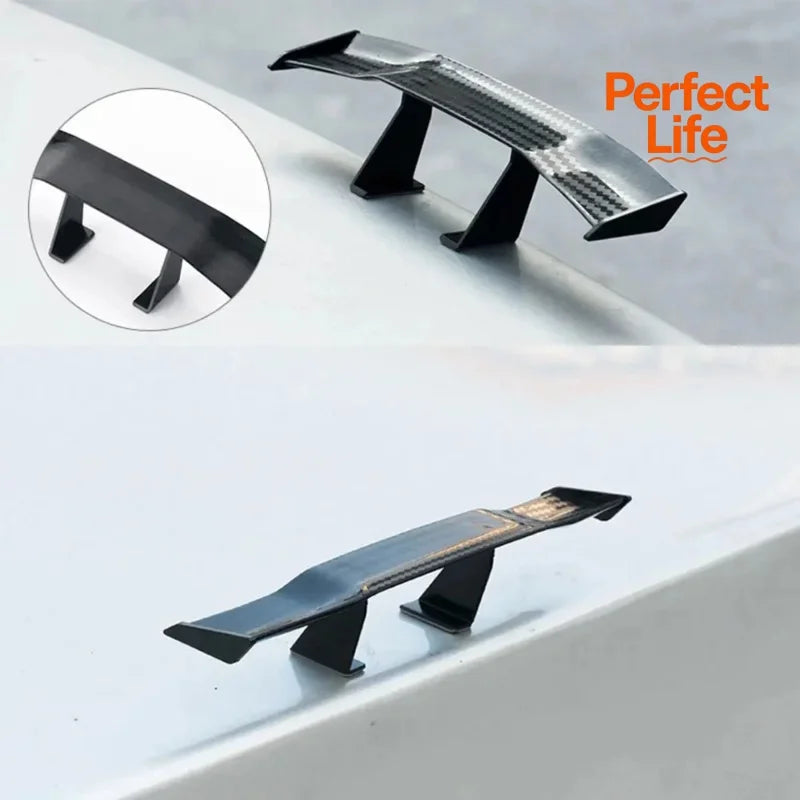 Mini Carbon Fiber Look Rear Spoiler - GT Style Car Winglet Decoration Auto Exterior Accessory