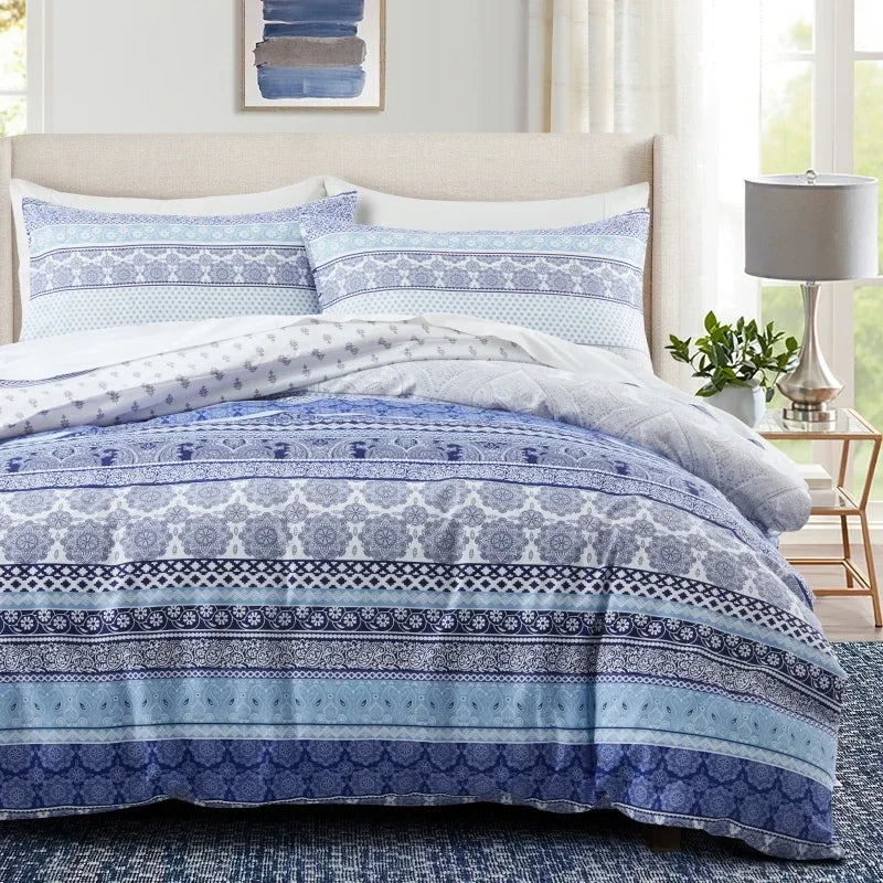 Grey Feather Duvet Cover Set – Full/Queen Boho Bird Plume Luxury Soft Reversible Comforter for Kids & Teens