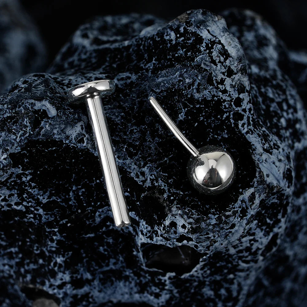 ASTM F136 Titanium Labret Stud Earrings – Threadless Push Pin Nose, Tragus, Cartilage & Helix Piercing Jewelry 16G/18G