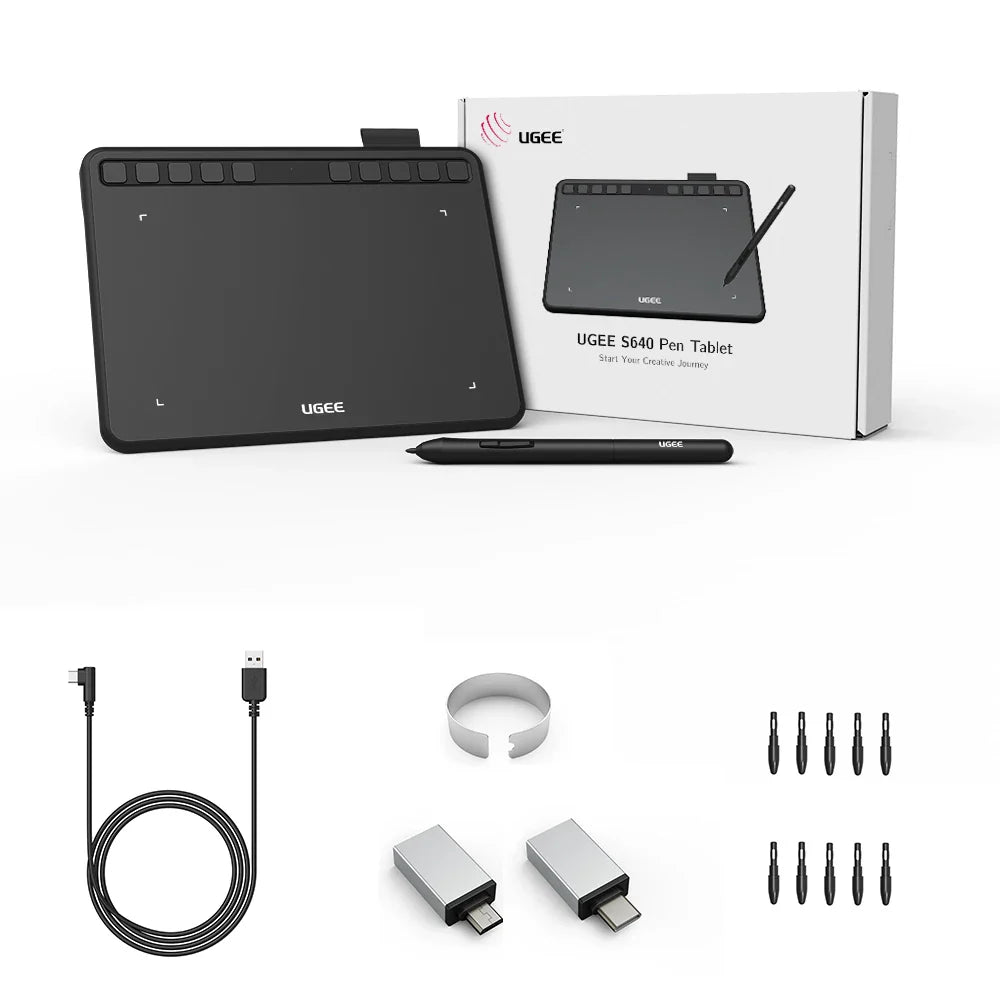 UGEE S640 6-Inch Graphic Drawing Tablet – Digital Pen Pad with 8192 Stylus for Windows, Mac, Android, Laptop