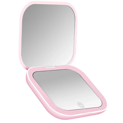 LED Lighted Compact Makeup Mirror - 1X/2X Magnifying Folding Pocket Travel Mirror for Purse & Gift