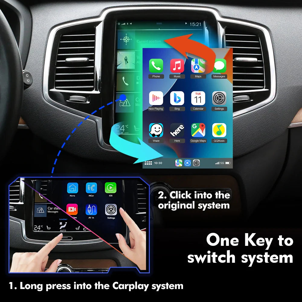 ISUDAR Wireless CarPlay Module for Volvo – AI Upgrade Adapter with Android Auto & Bluetooth (XC90/XC60/XC40/S90/S60/V90/V60)
