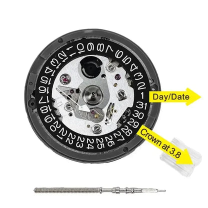 Original NH35A Automatic Mechanical Watch Movement – Crown at 3/3.8/6, Black Date Wheel, 24 Jewels Self-Winding Watch Repair Replacement Module