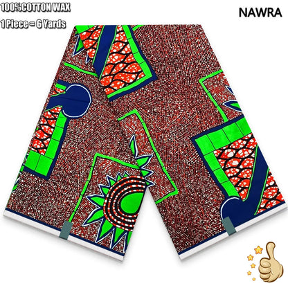100% Cotton African Real Wax Fabric - Ankara Batik Pagne Sewing Material for Women's Dresses