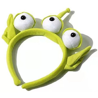 Green Alien Headband - Cute Three-Eyed Monster Cosplay Hairband for Girls and Women