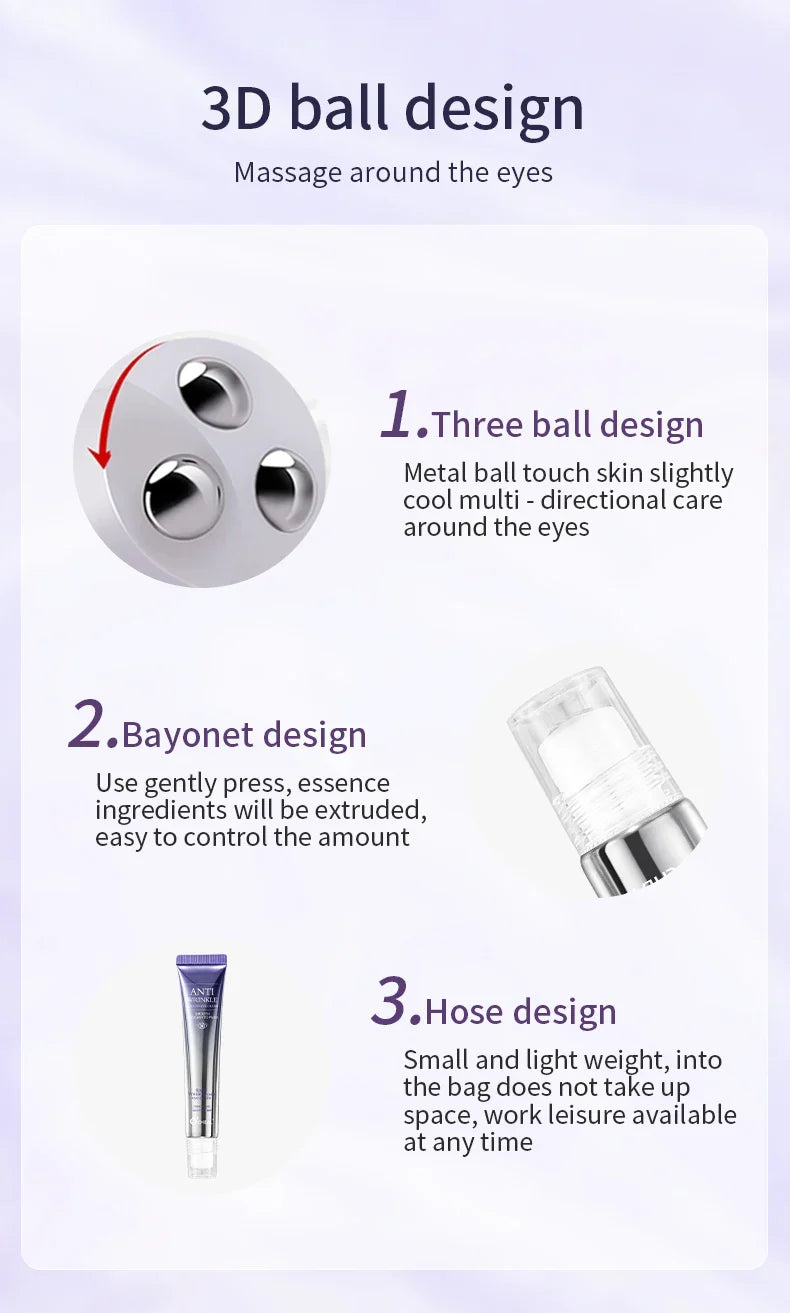 O'CHEAL Anti-Wrinkle Eye Cream Roller – Dark Circle & Puffiness Reducer with Hyaluronic Acid for Anti-Aging Skin Care