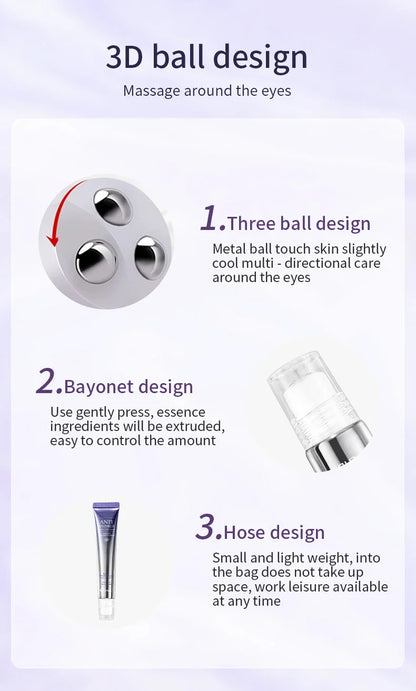 O'CHEAL Anti-Wrinkle Eye Cream Roller – Dark Circle & Puffiness Reducer with Hyaluronic Acid for Anti-Aging Skin Care