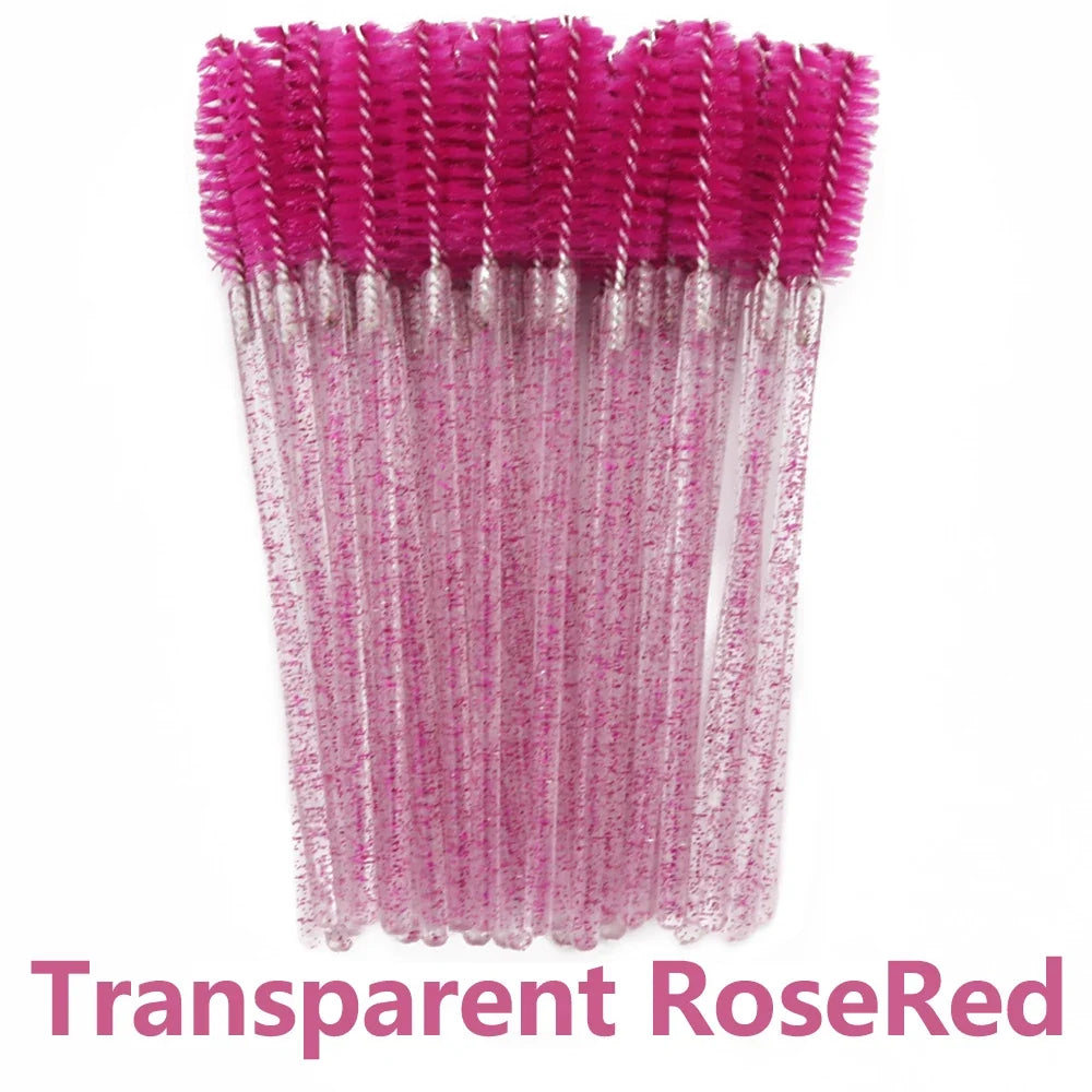 ANNAFRIS 50PCS Disposable Eyelash Brushes - Soft Crystal Lash Extension & Eyebrow Makeup Mascara Wands