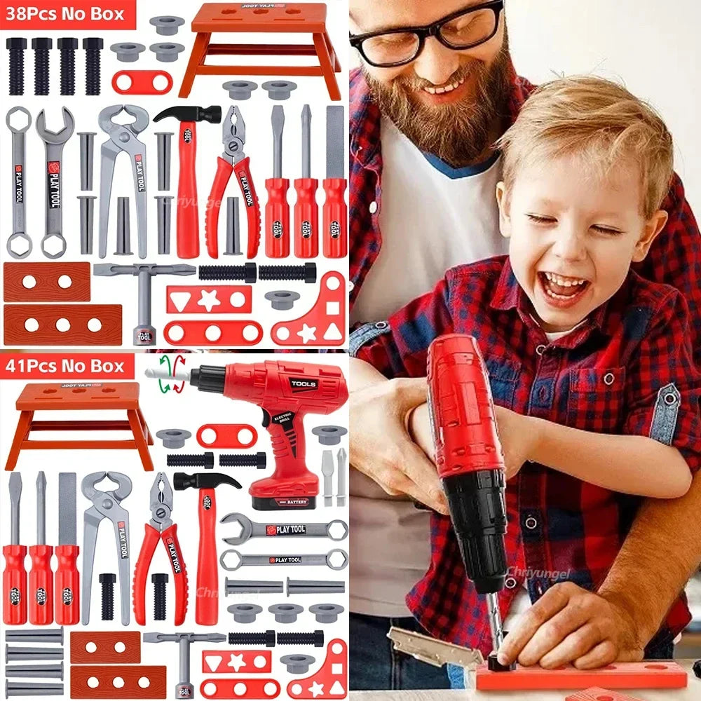 Pretend Tool Kit Toy Set - 38/41 PCS Kids Plastic Repair & Construction Tools for Toddler Boys Gift