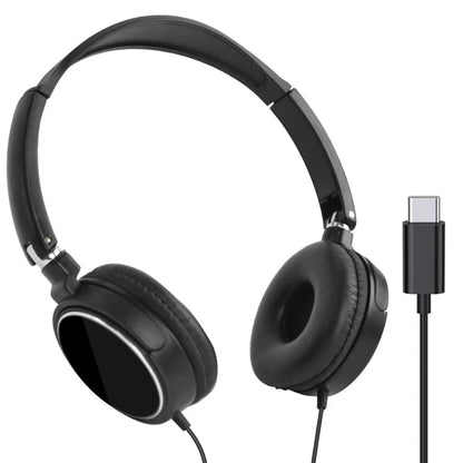 3.5mm & Type-C Wired Headphones - Foldable Stereo Headset with Bass & Noise Cancellation