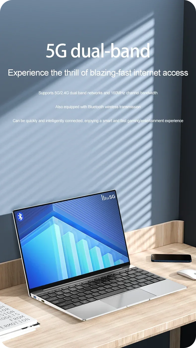 14.1" Ultra-Slim Laptop — Intel N3700 | 16GB RAM | 2TB SSD | FHD 1920x1080 Display | Windows 11 Pro Notebook for Gaming & Office