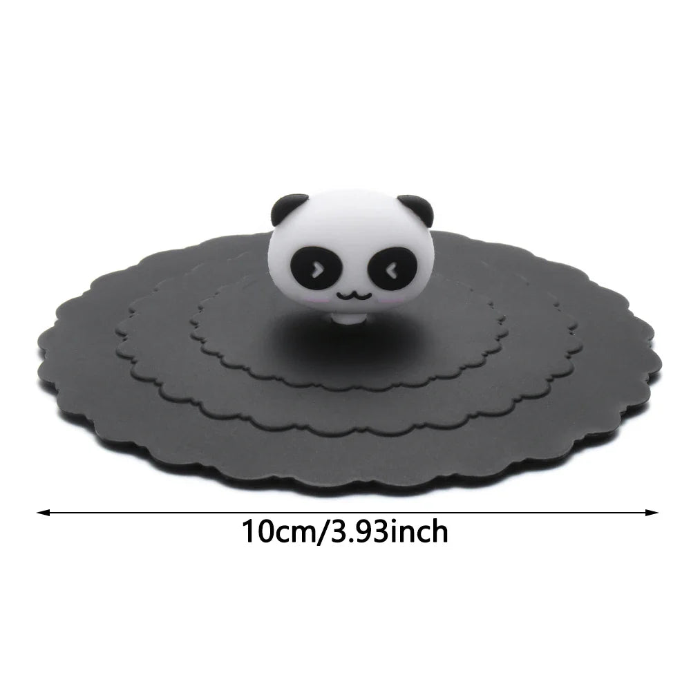 Cartoon 10cm Cute Silicone Cup Cover - Heat-Resistant, Leak-Proof, Dustproof Sealed Lid for Tea Cups