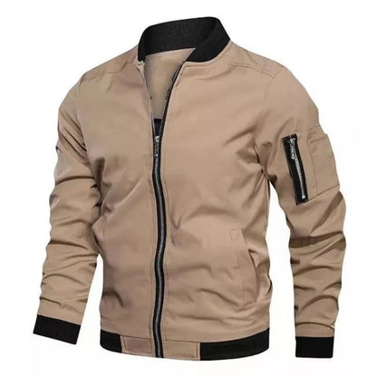 Men’s Lightweight Windbreaker Jacket - Spring Autumn Casual Zip-Up Sports Coat with Pockets