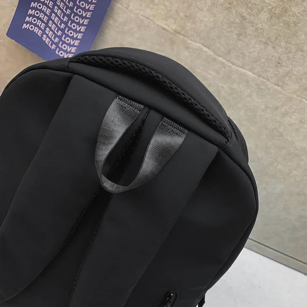 Large Capacity Black Backpack | Solid Color School & Travel Bag for High School & Middle School Students