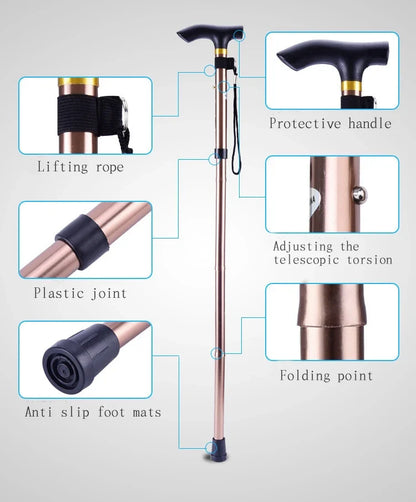 Hiking Camping Mountaineering Poles - Telescopic Walking Stick Trekking Poles Folding Cane Crutches Pole, Unisex
