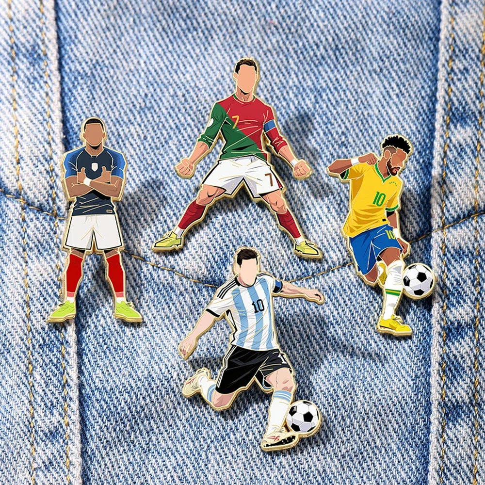 Football Player Enamel Brooch - 7th Player Goalkeeper Sport Metal Lapel Pin Jewelry Gift