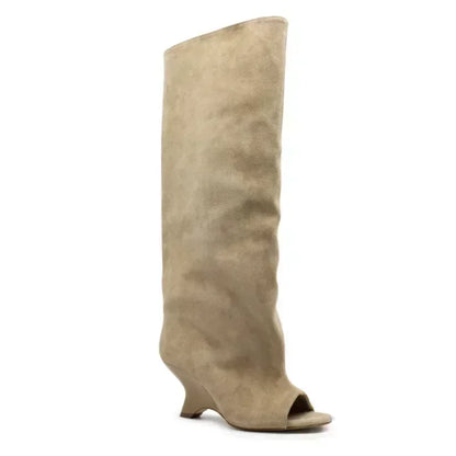 Women’s Knee-High Open Toe Boots 34-44 - 2026 Spring/Summer Chunky High Heel Fashion Boots