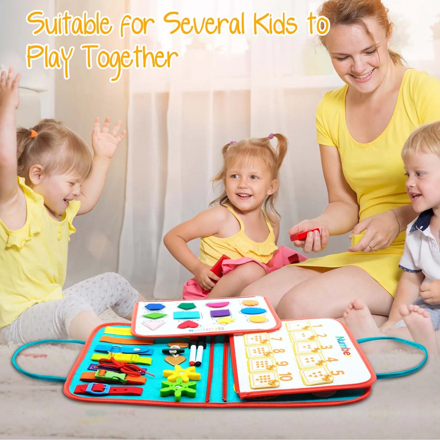 Montessori Toddler Busy Board – Educational Activity for Basic Dress Motor Skills, Baby Learning Toy for Travel