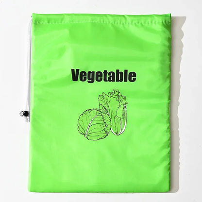 Insulated Fresh Keeper Bag - Reusable Vegetable Storage Organizer with Drawstring Closure for Bananas, Lettuce and Produce