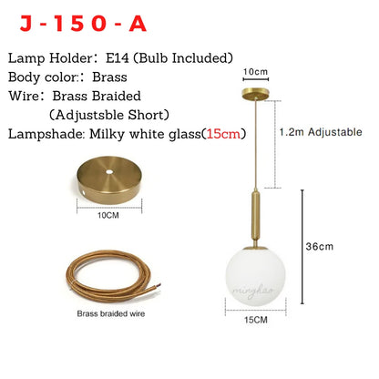 XCLuuHY Nordic Pendant Light - Modern Glass Ball Hanging Lamp for Living Room, Bedroom & Dining Room Decor