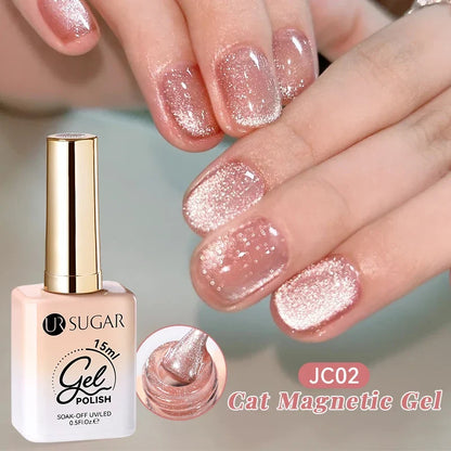 UR SUGAR Jelly Pink Cat Magnetic Gel Nail Polish 15ml - Glitter Ice Effect Soak Off UV LED Semi-Permanent Manicure Gel
