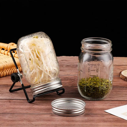 16/32oz Sprouting Jar Kit - Wide Mouth Mason Jars with Screen Lids for Indoor Seed Germination & Sprout Growing