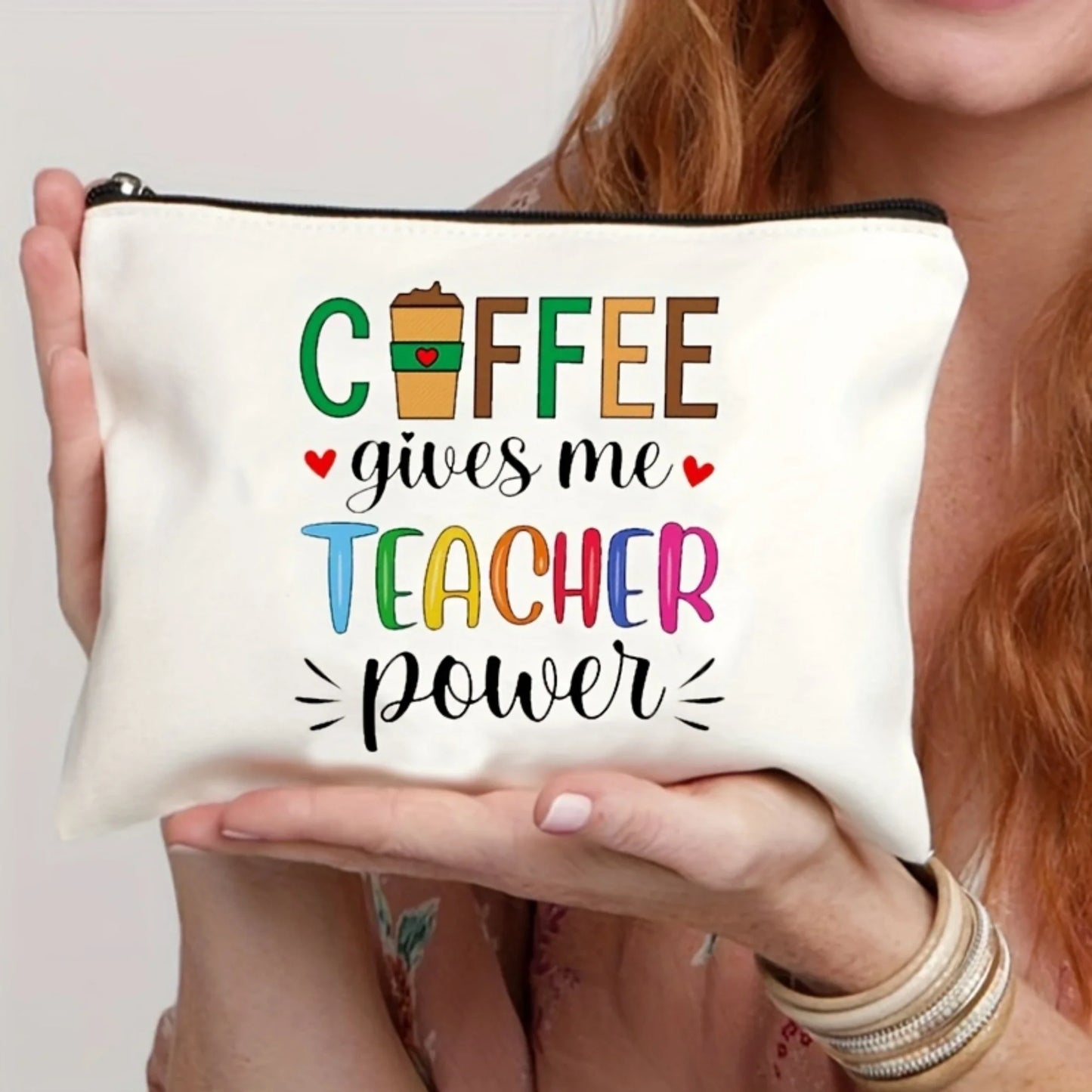 Chic Canvas Cosmetic Pouch – Durable Travel Makeup Organizer & Stylish Gift for Teachers