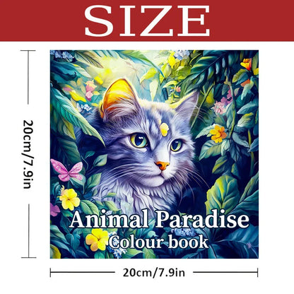 Animal Paradise Coloring Book for Adults - Cute Cats & Floral Designs for Relaxation and Creative Art Therapy