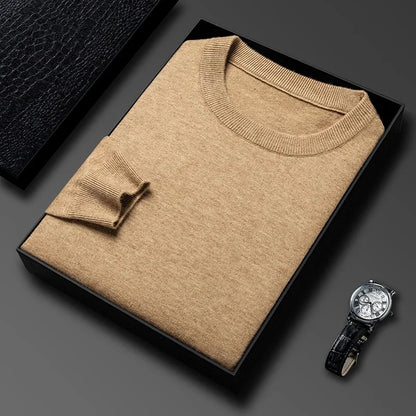 Men's Casual Diamond Pattern Sweater - Round Neck Long Sleeve Knitted Fashion Pullover Versatile Top