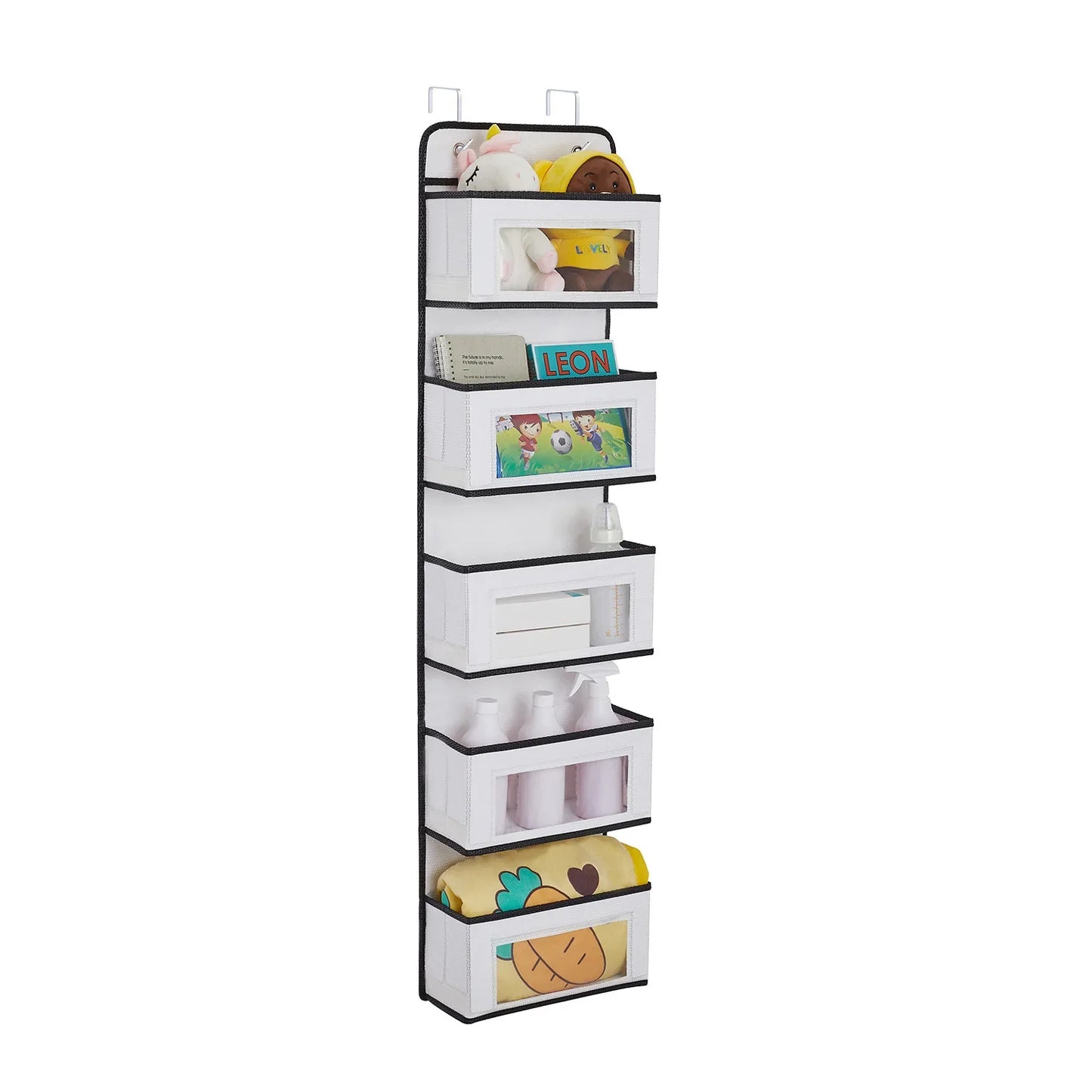 Over The Door Hanging Organizer - 1/3/4/5 Pocket Wall Mounted Storage Rack for Bathroom, Dorm & Clothes