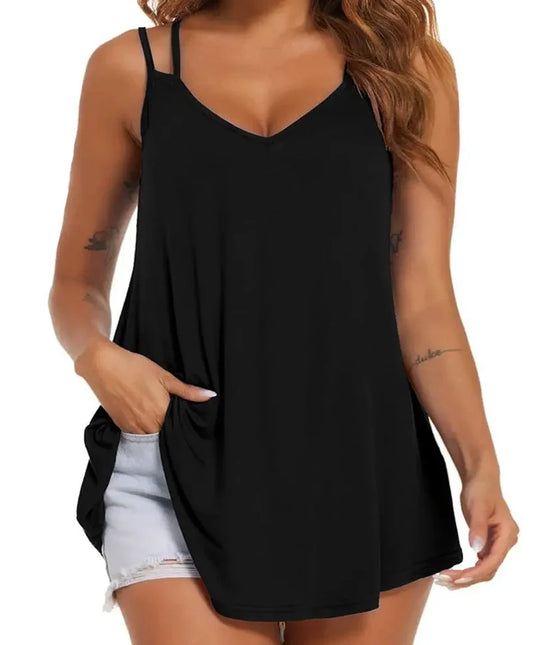 Plus Size Halter Top - 2024 Solid Color Backless Sleeveless Vest Fashion Top