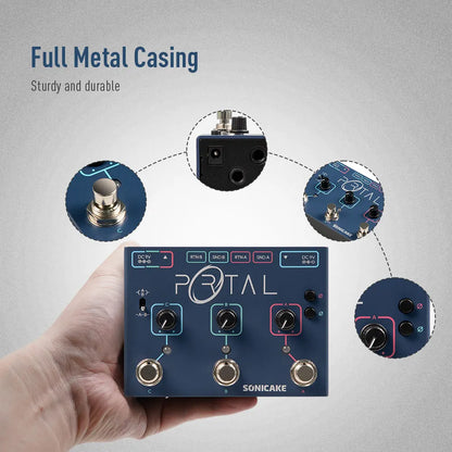 SONICAKE Portal Active Signal Mixer – 3-Channel Analog Line Selector & Multi-Effects Pedal Footswitch QDS-06