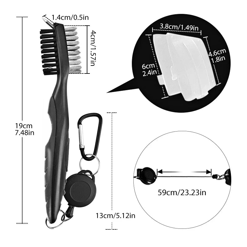 Golf Club Cleaning Brush with Cover – Retractable Carabiner Cleaner, 8 Styles for Outdoor Sports Accessories