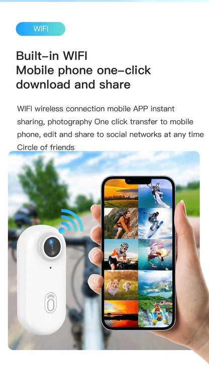 4K Bodycam Action Camera — Mini Full HD Sports Bike & Motorcycle Helmet/Handlebar Camera with WiFi and Long-Lasting Battery