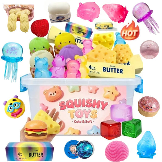 Slow Rising Squishy Toy Set - Cute Cheese Bun Bread & Bear Squeeze Fidget Collectibles
