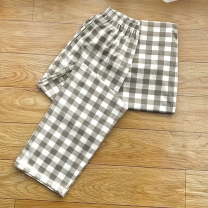 Men’s Plaid Pajama Pants - Soft Breathable Casual Lounge Trousers for Sleepwear & Nightwear