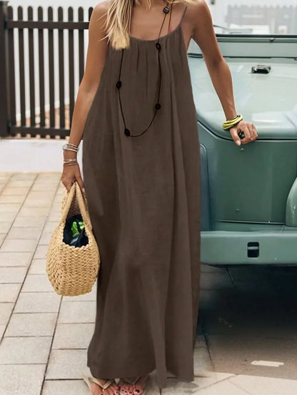 Women’s Strapless Backless Maxi Dress - Loose Comfortable Casual Home Sleepwear Long Dress