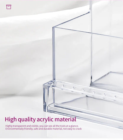 Translucent Nail Drill Machine Organizer | 3-Row Acrylic Storage for Nail Bits & Tools