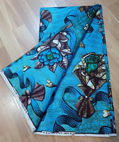 African Golden Glitter Wax Fabric - 6 Yards Ankara Batik Pagne Material for Sewing & Fashion Designs