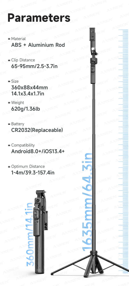 C17 AI Smart Gimbal Tripod – Foldable 360° Selfie Stick with Auto Face Tracking Quadruped Mobile Phone Holder